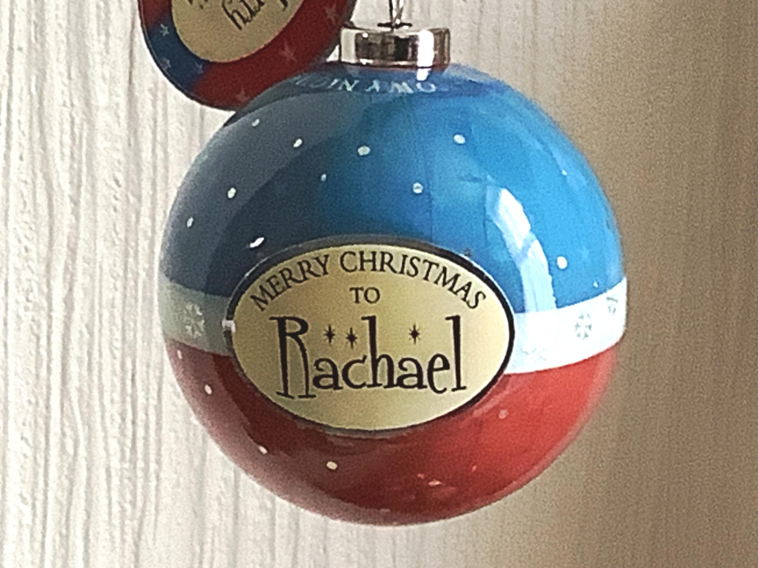 Personalised Multicoloured Name Bauble Christmas Xmas Tree Decoration (Rachael)