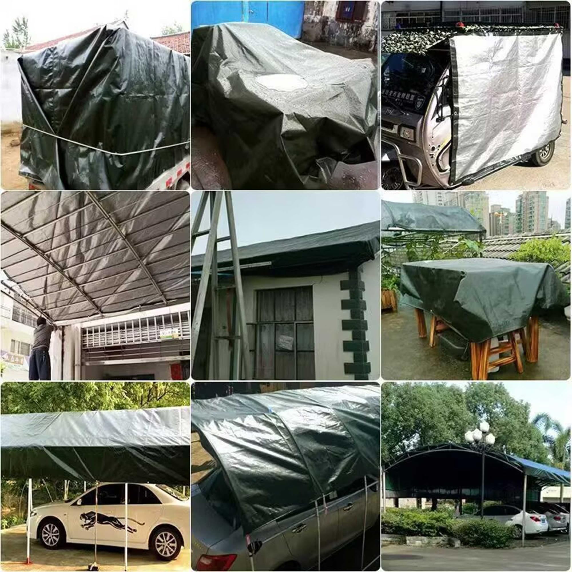 Bâche de Protection en Polyéthylène 200g/m² PE 5x7m l'extérieur Imperméable Ultra Lourde Toile de Résistante Revêtue des Deux côtés indéchirable, résistante aux UV, à la moisissure,Vert argenté