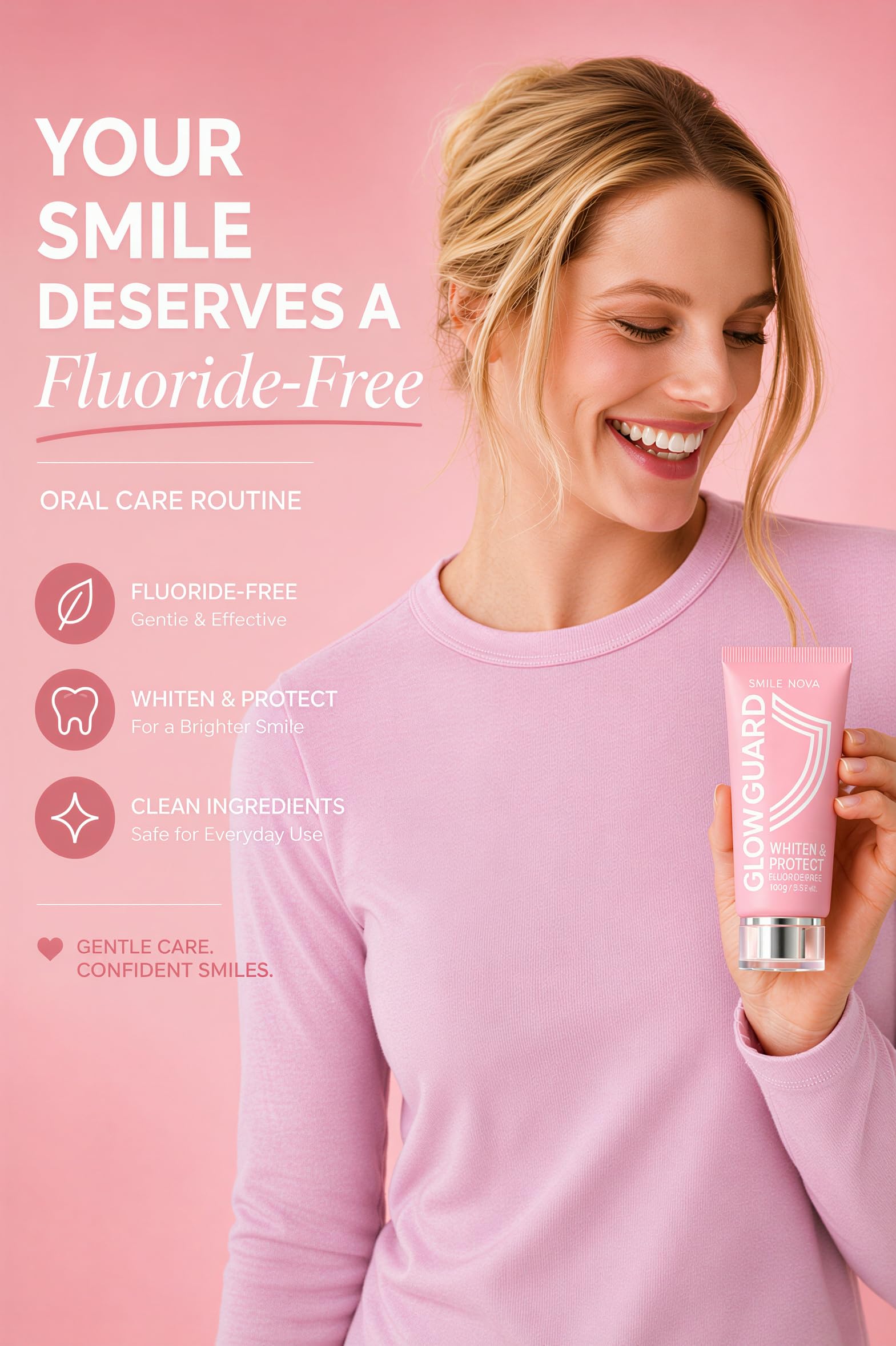 Sonic Lux Pink Elektrische Zahnbürste - Luxuriöse wiederaufladbare Schallzahnbürste mit GlowGuard Nano-Hydroxyapa Whitening Zahnpasta & 6 Bürstenköpfen
