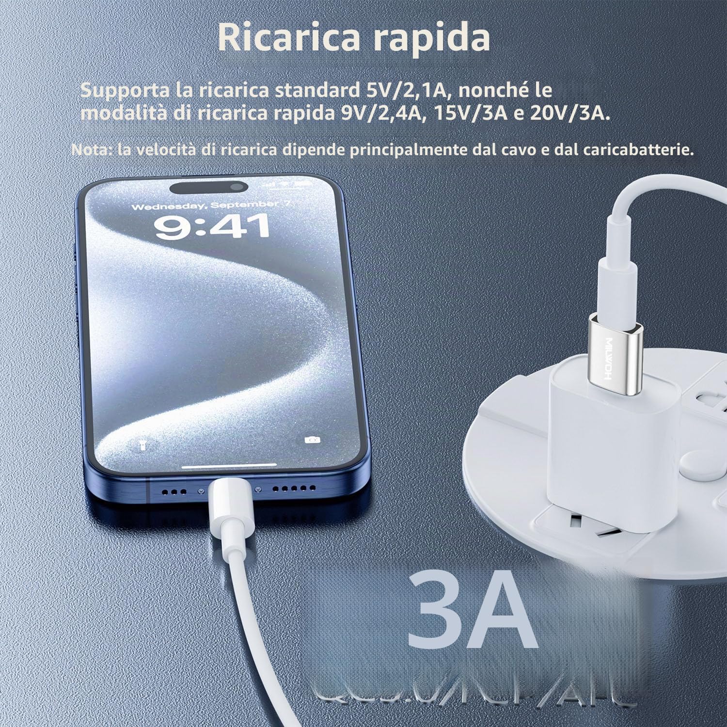 Adattatore da USB a USB C 2 Pezzi, Ricarica Rapida PD27W/66W QC100W, Trasferimento Dati 5Gbps, Adattatore da Type C Femmina a USB3.0 Maschio Argento