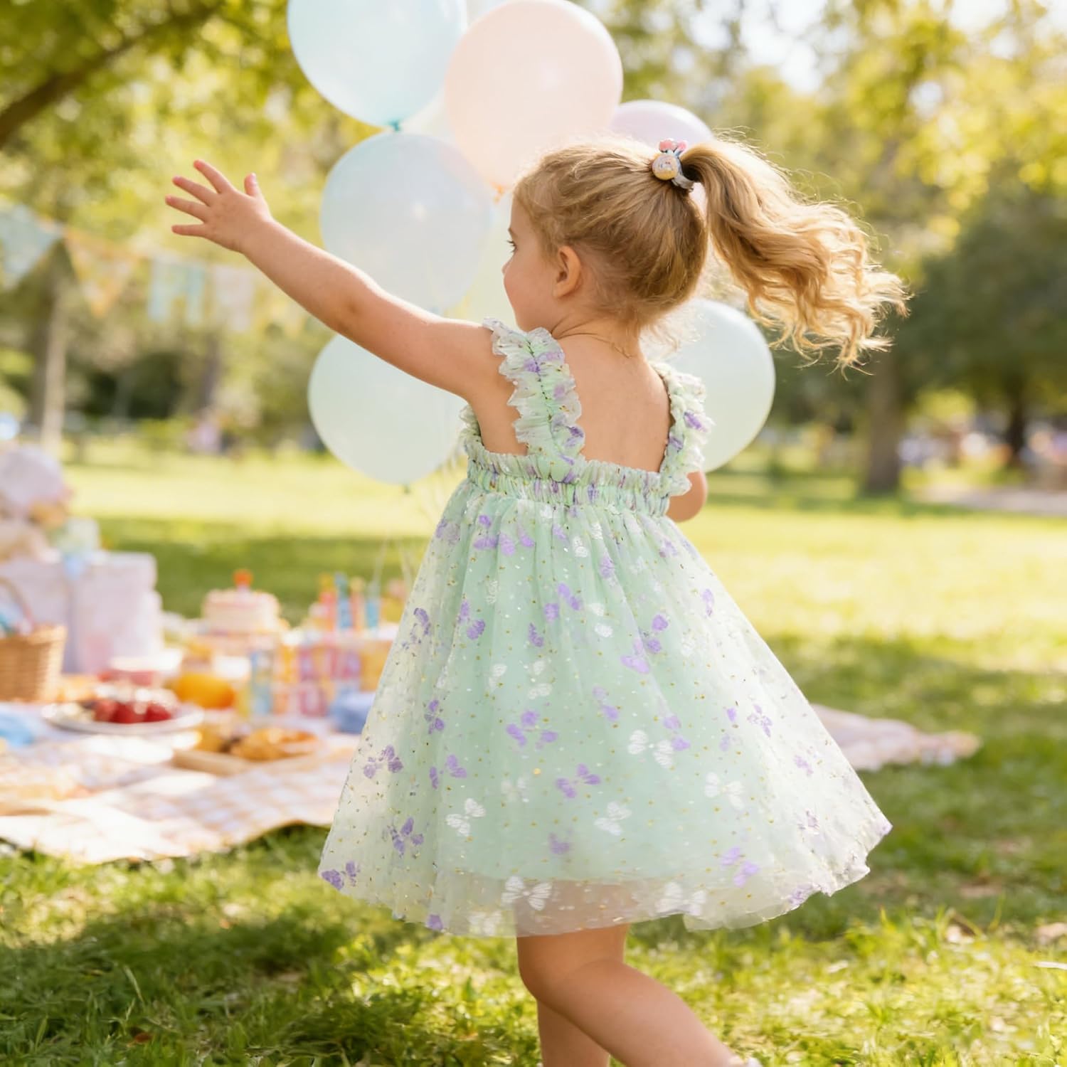 AGQT Baby Girls Tulle Tutu Dress Birthday Party Tulle Babydoll Dresses Size 6M-5T