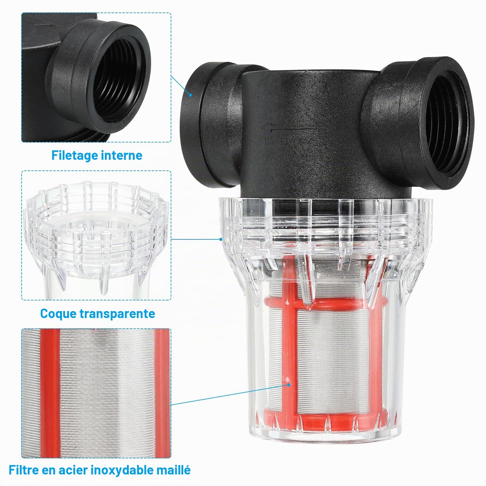 PATIKIL Filtre de crépine de pompe à eau de 1 pouce, crépine de pompe à eau avec tamis en acier inoxydable de 200 mailles pour l'irrigation du jardin