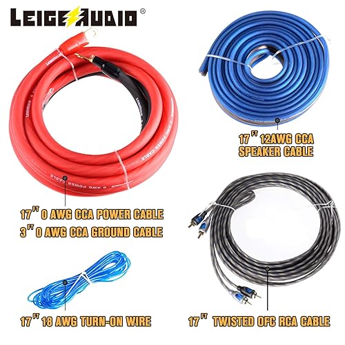 Miniatura 4 de Kit completo de cableado de amplificador de calibre 0 AWG, kit completo de cableado de instalación de amplificador de 0 AWG. El kit de cableado de
