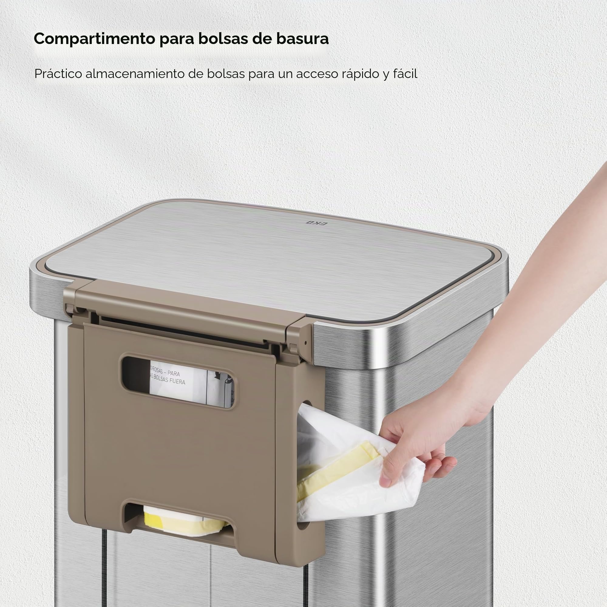 EKO Hudson Cubo de Basura Comercial 75 L con Compartimento para Bolsas