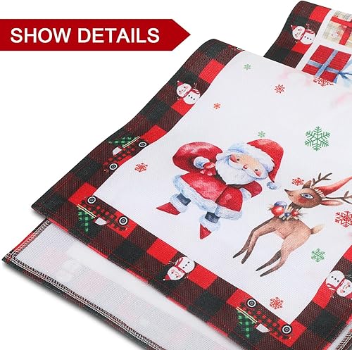 Miniatura 7 de Camino de mesa de Navidad a cuadros 13 x 72 pulgadas decoración de Navidad de temporada de invierno decoración de cocina comedor decoración de mesa