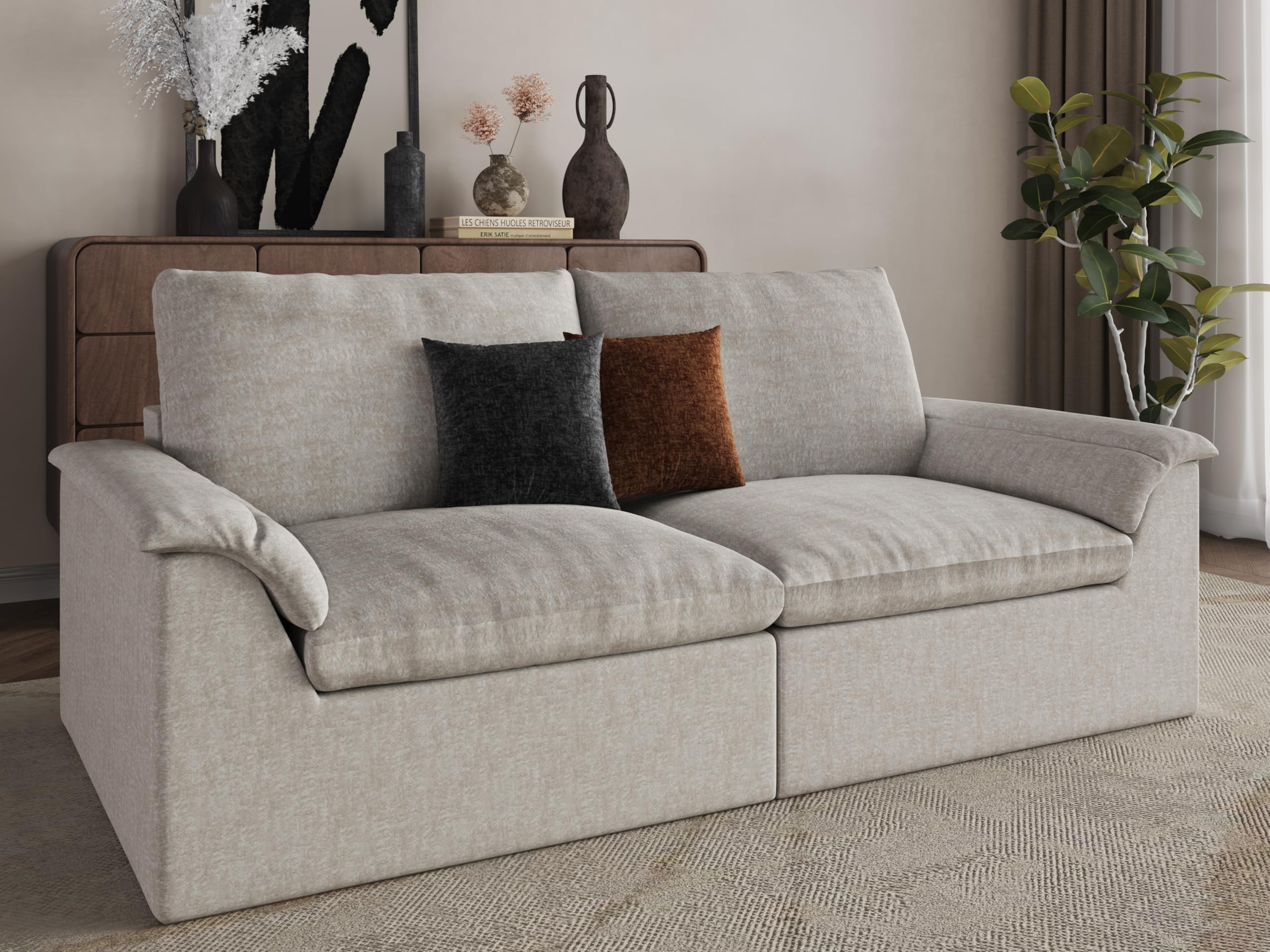 EASE MOOSE Boneless Modular Loveseat Sofa in Beige