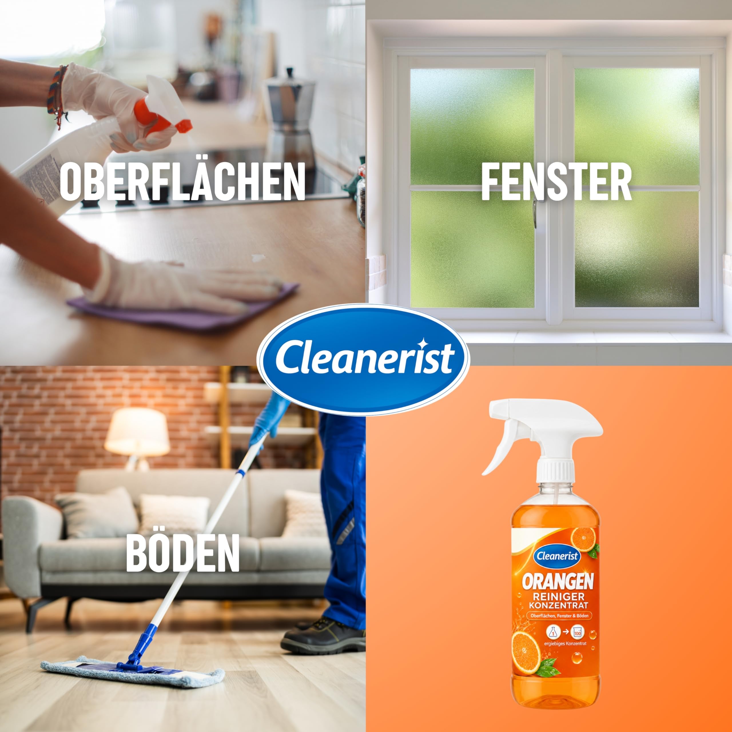 Die Seifenblase® 6L Orangenreiniger Konzentrat [1:100] - ergibt 600L Universalreiniger mit Orangenduft - Allzweckreiniger ähnl. zu Orangenöl für Oberflächen, Küche, Bäder, Boden, Glas & Fenster