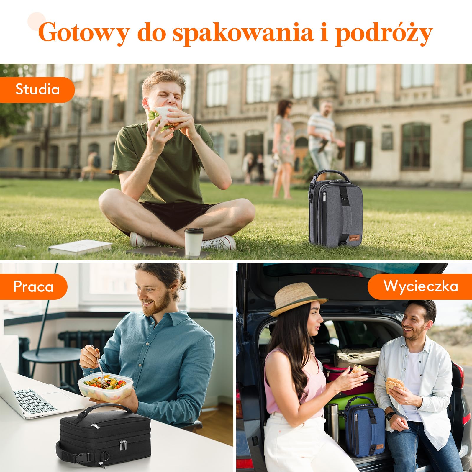Lifewit Rozszerzalna torba na lunch, przenośna torba chłodząca, mała, z szelkami i 2 opakowaniami lodowymi, izolowana torba na lunch dla kobiet i mężczyzn, torba chłodząca do pracy, szkoły, 8,2 l