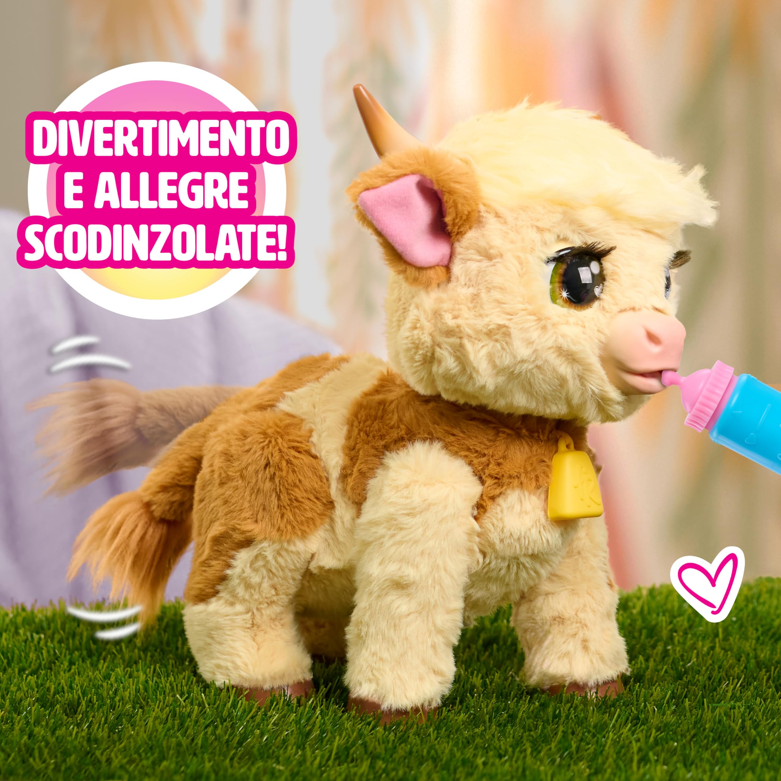 Just Play Giocattolo interattivo furReal Maggie The Feed & Follow Cow da 27,9 cm, oltre 50 suoni e reazioni, peluche, giocattoli per bambini dai 4 anni