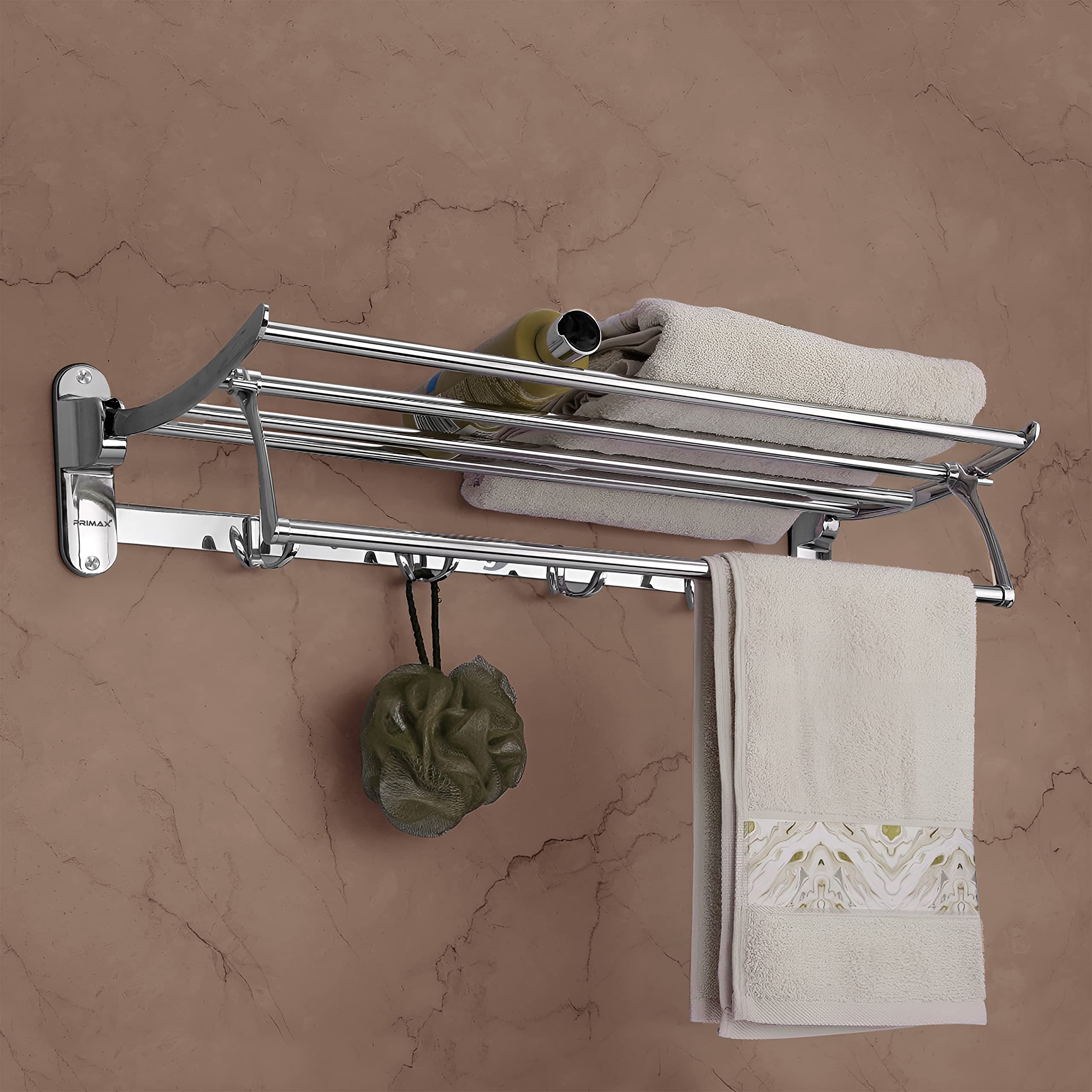 Primax Towel Hanger for Bathroom/Stainless Steel Folding Towel Holder Stand/Towel Rack for Bathroom (18 Inch-Chrome) (B0BRVL4XCV) Amazon Price History, Amazon Price Tracker
