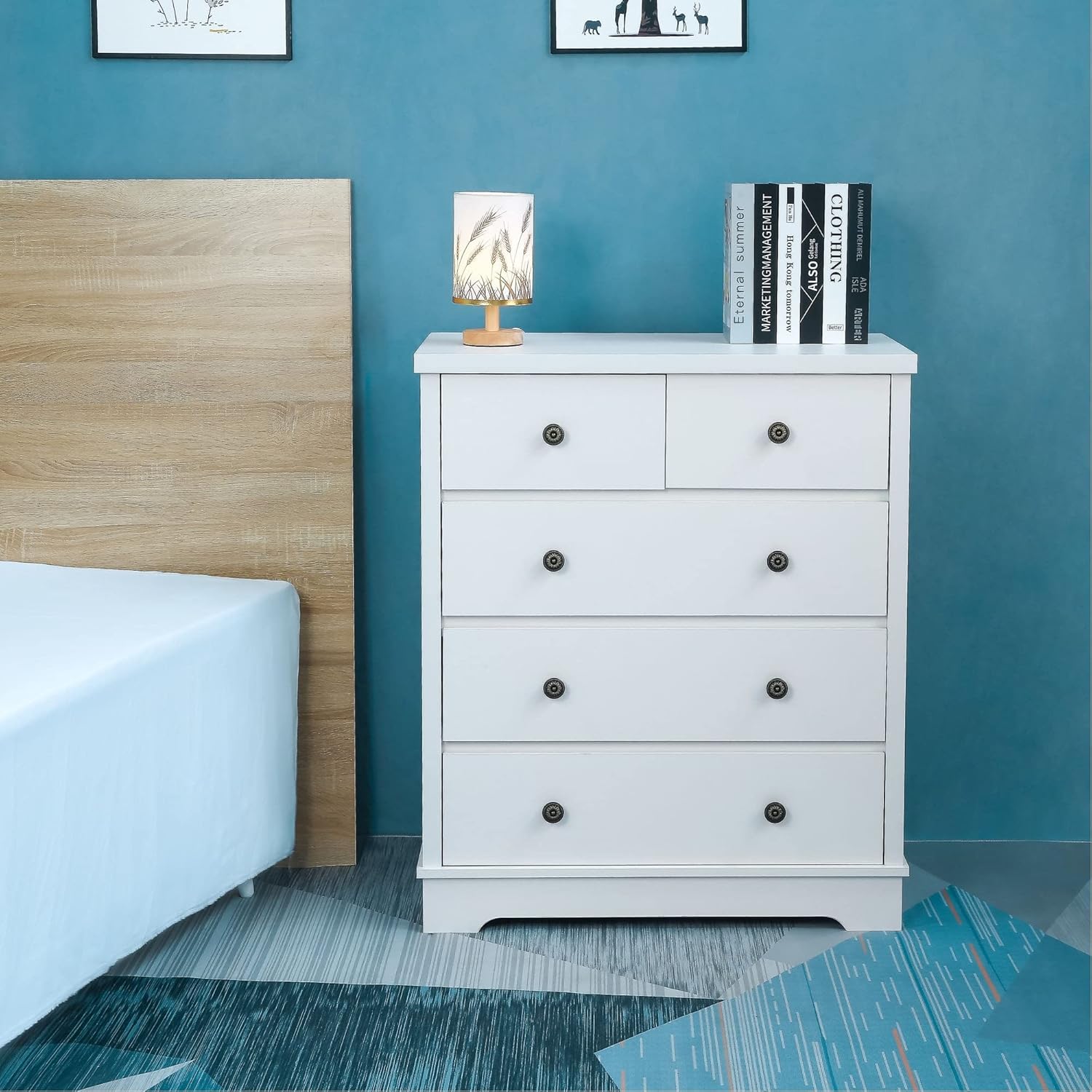 White Chest of Drawer Modern Contemporary Wood Drawers Home & Kitchen
