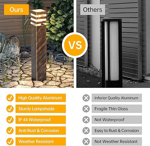 Miniatura 6 de SLAWA Luces de camino de 23.6 pulgadas, bronce E26, impermeables, para exteriores, exteriores, paisaje, iluminación de camino, iluminación exterior