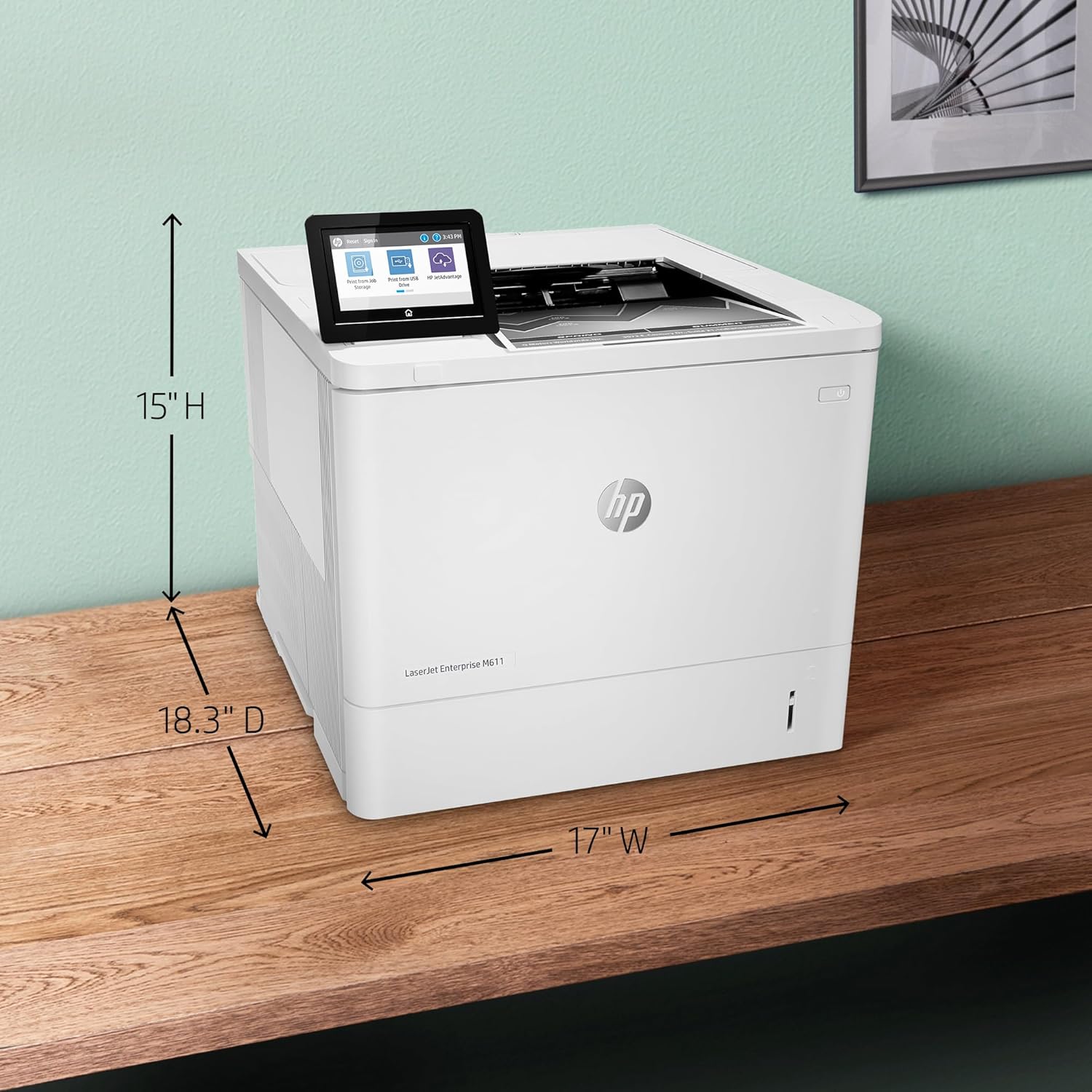 HP LaserJet Enterprise M611dn Monochrome Printer with Built-in Ethernet & 2-Sided Printing (7PS84A) White