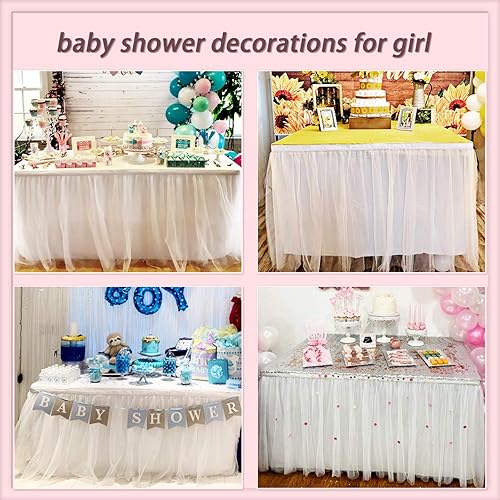 Miniatura 143 de Suppromo - Falda de mesa con tutú de calidad superior, con 3 capas de malla, plisada, de tul, para fiestas, bodas, baby shower, fiestas de Rosa