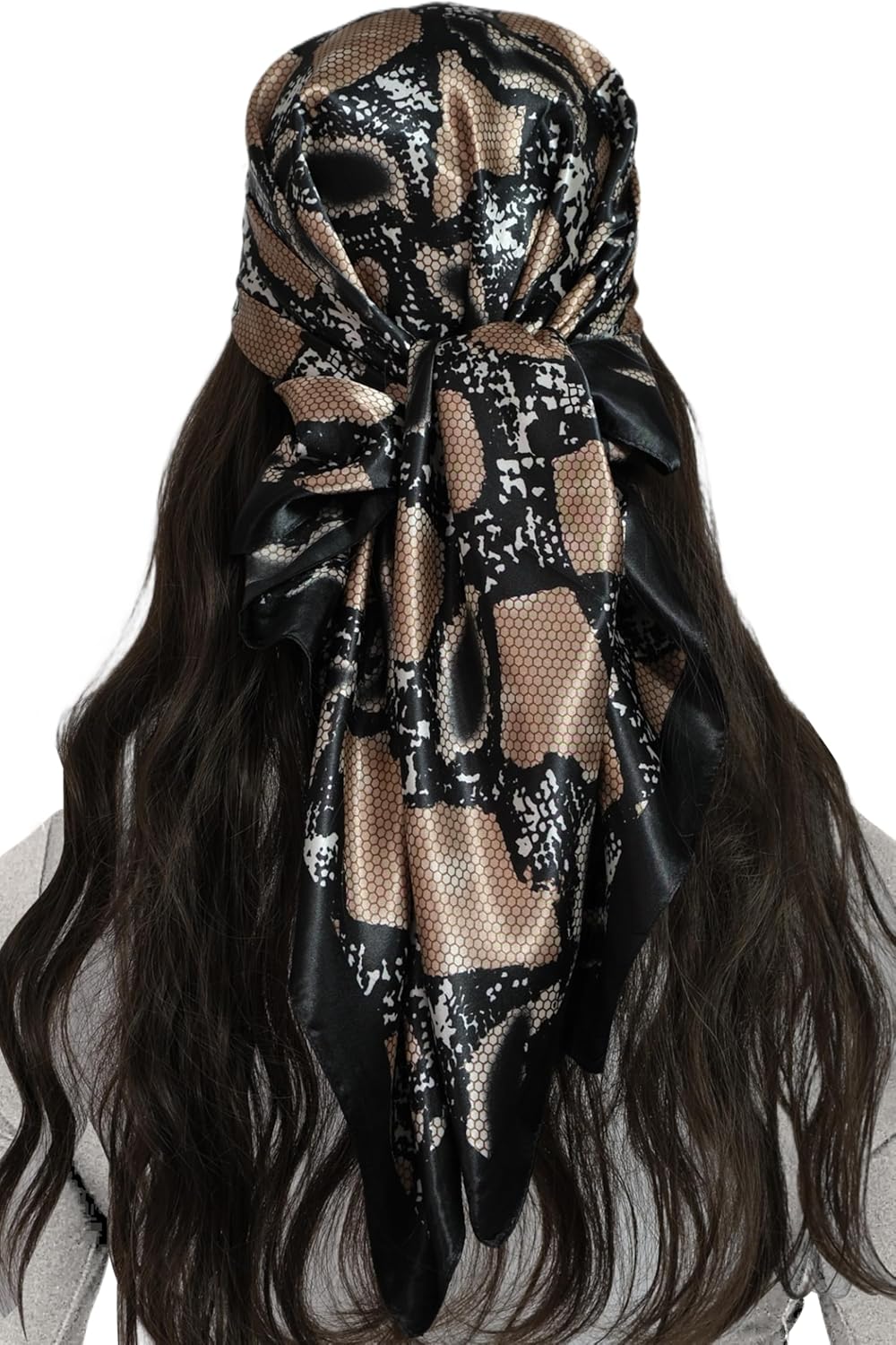 Womens Head Scarf Satin Hair Scarf Printed Square Scarf Like Silk Bandanas for Women 35 Inches