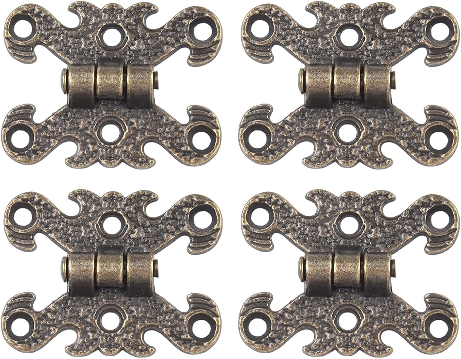 Zinc Alloy Cabinet Hinges (4-Pack) – Vintage Butt Hinges Wooden Boxes, Furniture & Cabinets – Bronze/Gold/Black Decorative Hardware with Screws Included(S Bronze)