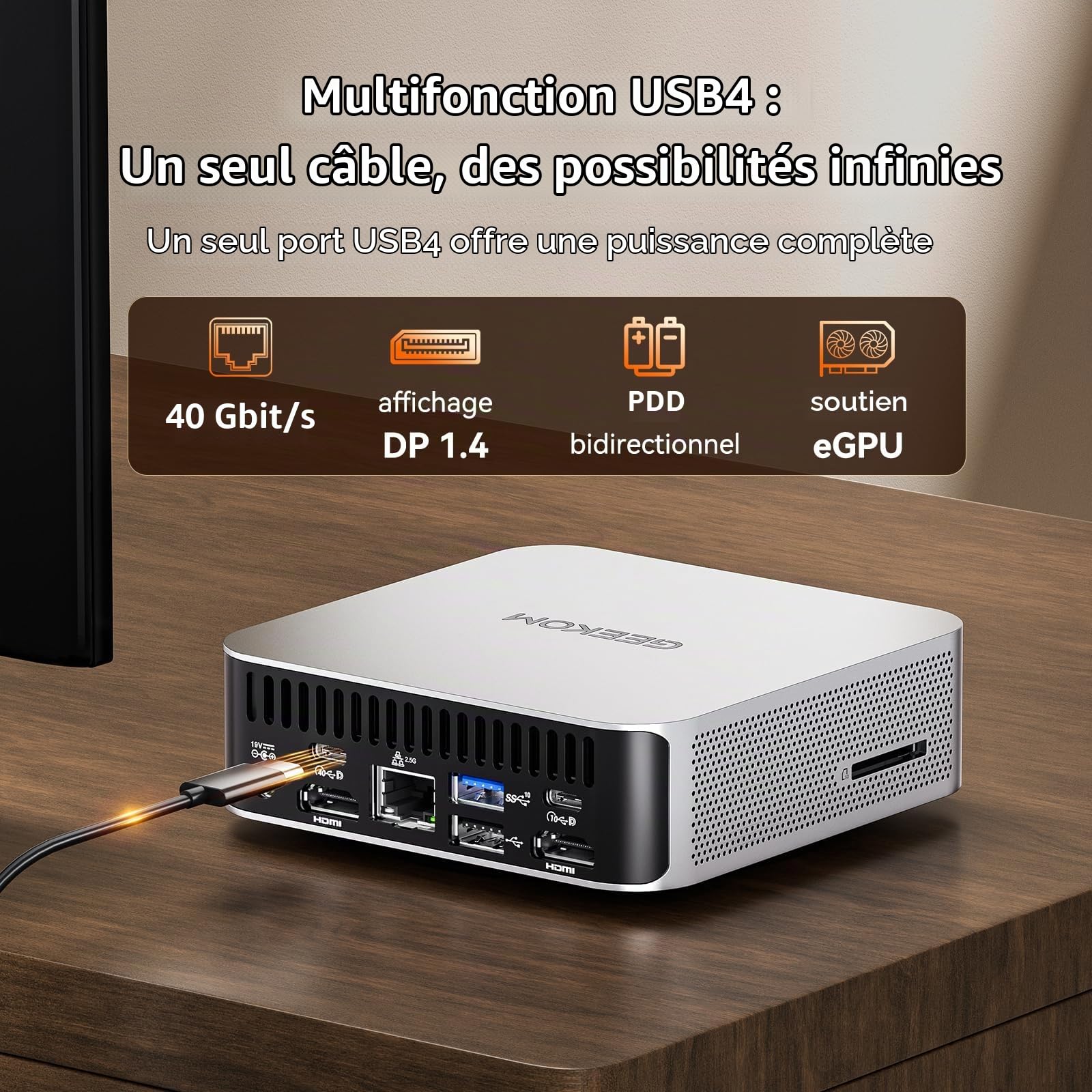 GEEKOM A7 Business Mini PC, AMD Ryzen 5 7535HS, 1To SSD, 16 Go DDR5 RAM