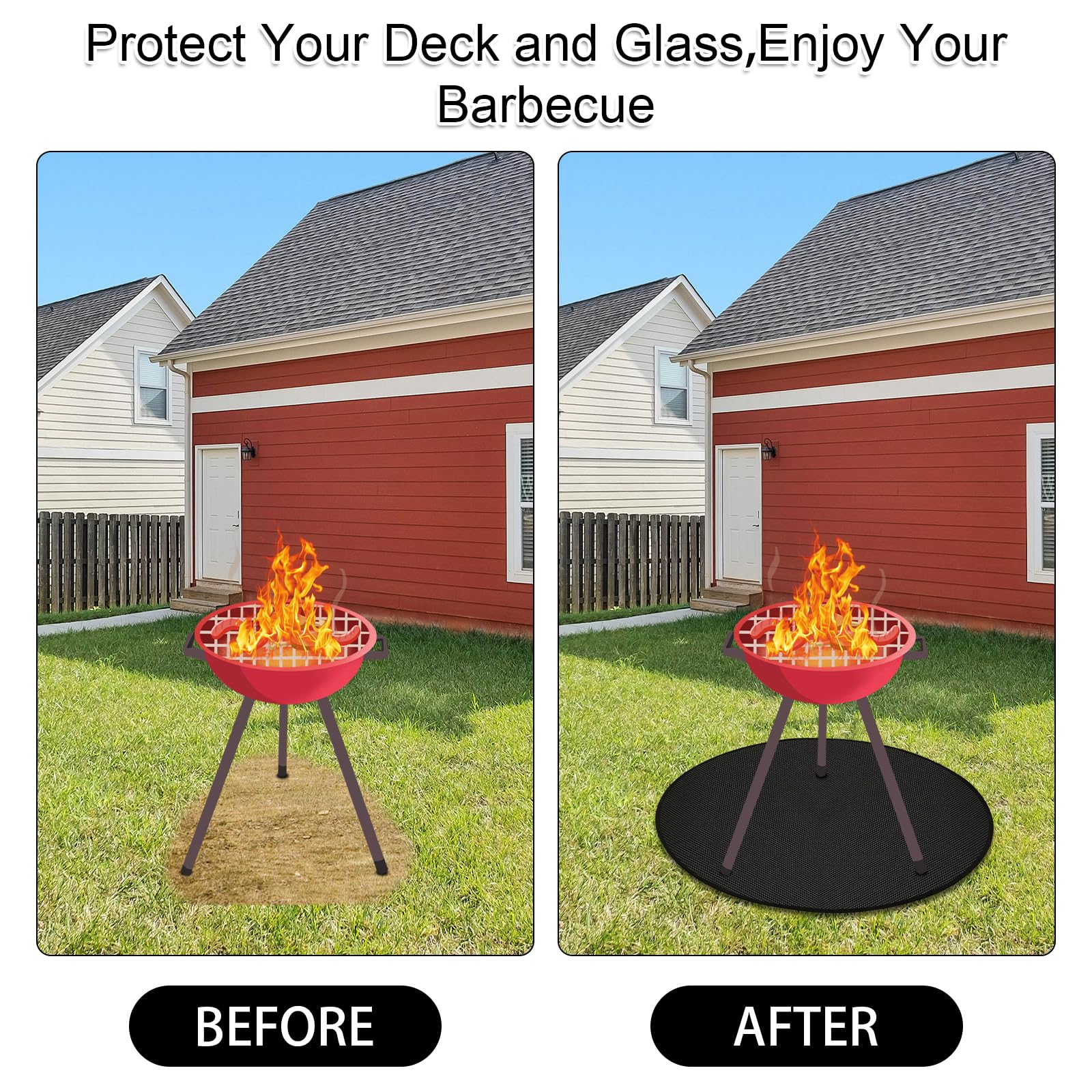 NQEUEPN Feuerschalenunterlage 101,6 Cm – 3-Lagig Aus Feuerfestem Silikon-Glasfasertuch – Für Grill, Camping & Garten