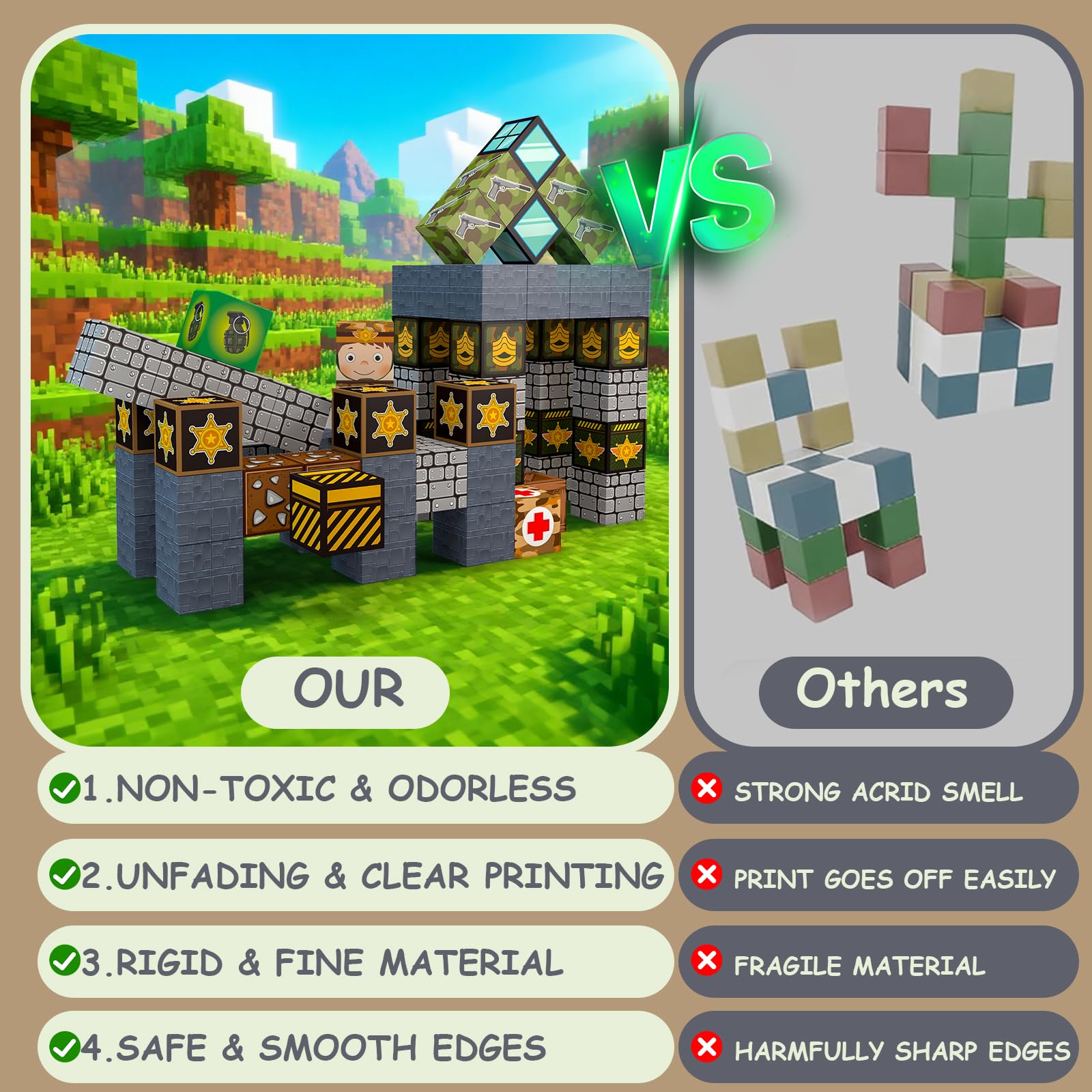 Magnetic Blocks 100PCS Magnetic Tiles Military Building,Kids Classroom Sensory Toy for Toddlers STEM Learning, Construction Stacking Toy for Kids 3+ Boys and Girls Christmas Birthday Gifts Toys