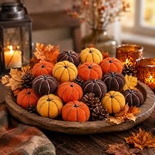 RAINFLOW Thanksgiving Felt Pumpkins - 20 PCS Pumpkin Decor for Table Decor