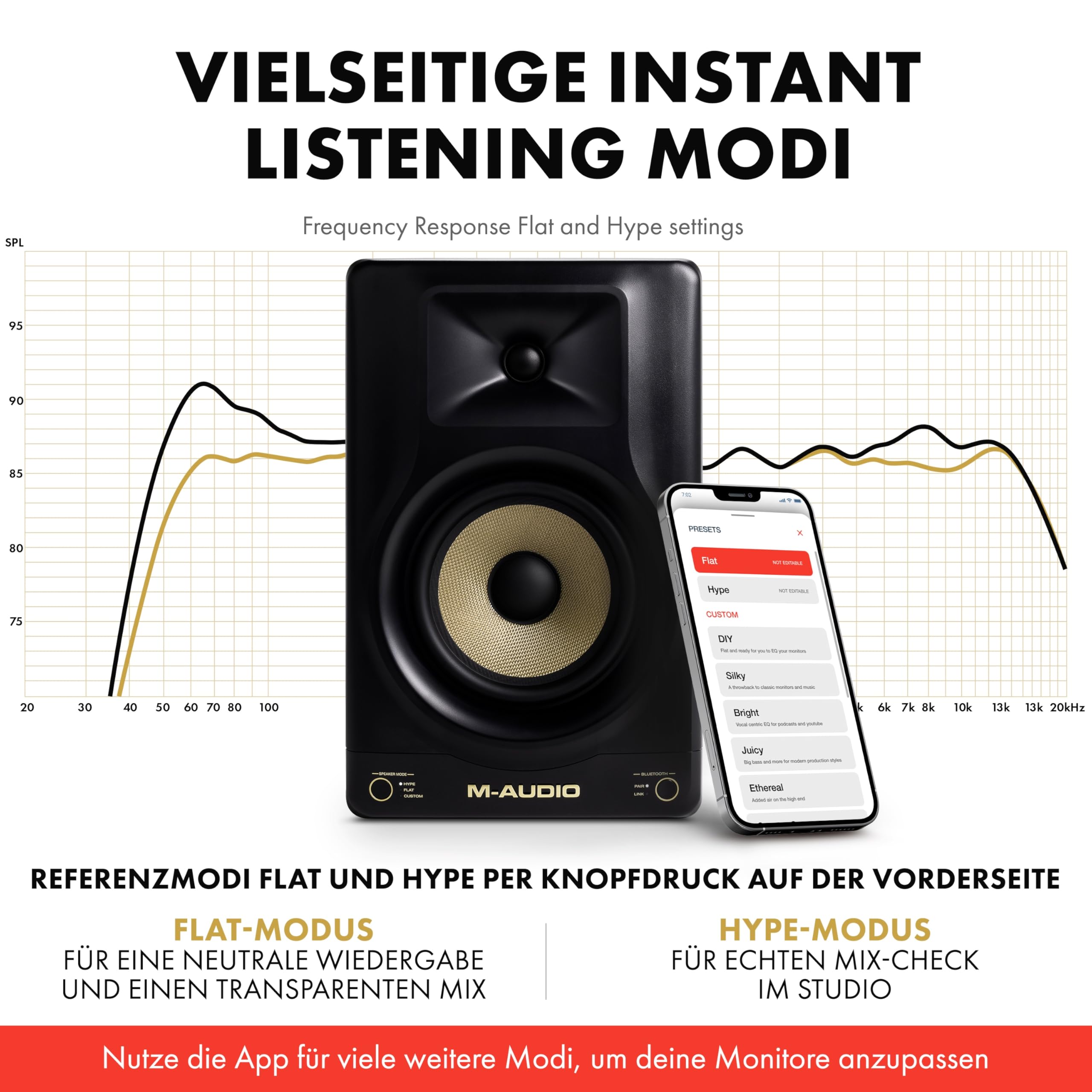 M-Audio Forty Sixty 6.5 Zoll Studio Monitor Lautsprecher für Produktion und Mixing mit Präzisions-DSP Frequenzweiche, EQ, Steuerungs-App und Bluetooth