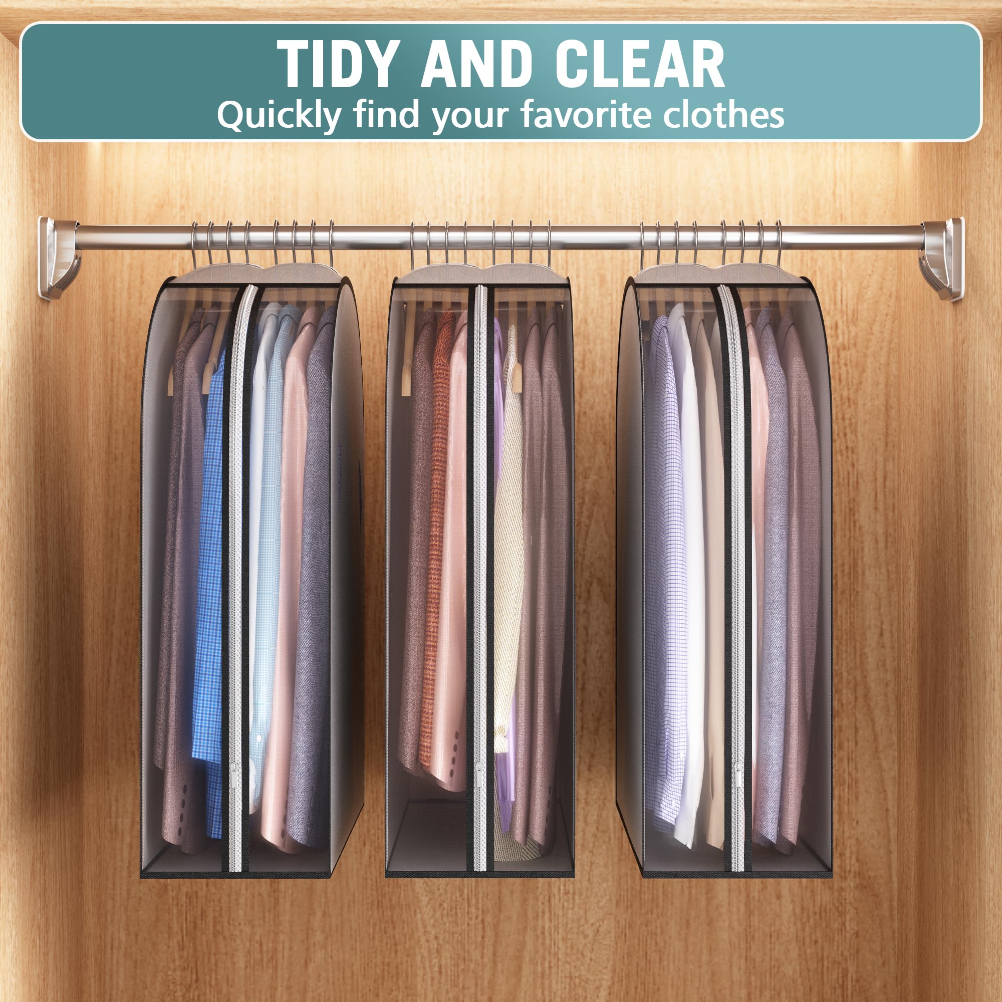 32-Inch Long Garment Bags - 3 Pack, 10" Gusseted, For Suits, Dresses, Coats & Fur Storage - View #14