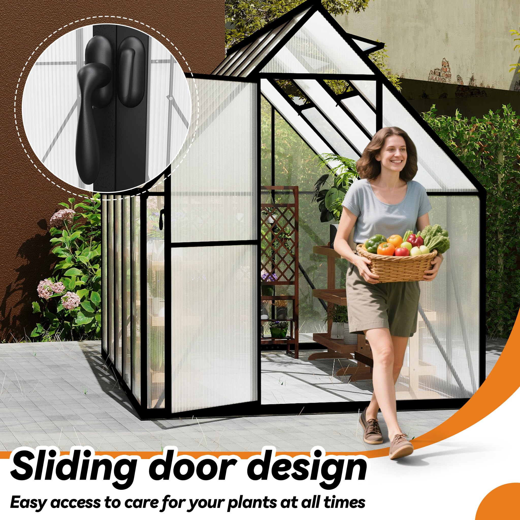 Froadp Serre en aluminium avec fondation 280 x 180 x 195 cm - Plaques creuses en polycarbonate de 4 mm - Résistant aux intempéries - Serre à tomates avec fenêtres - Pour jardin et élevage