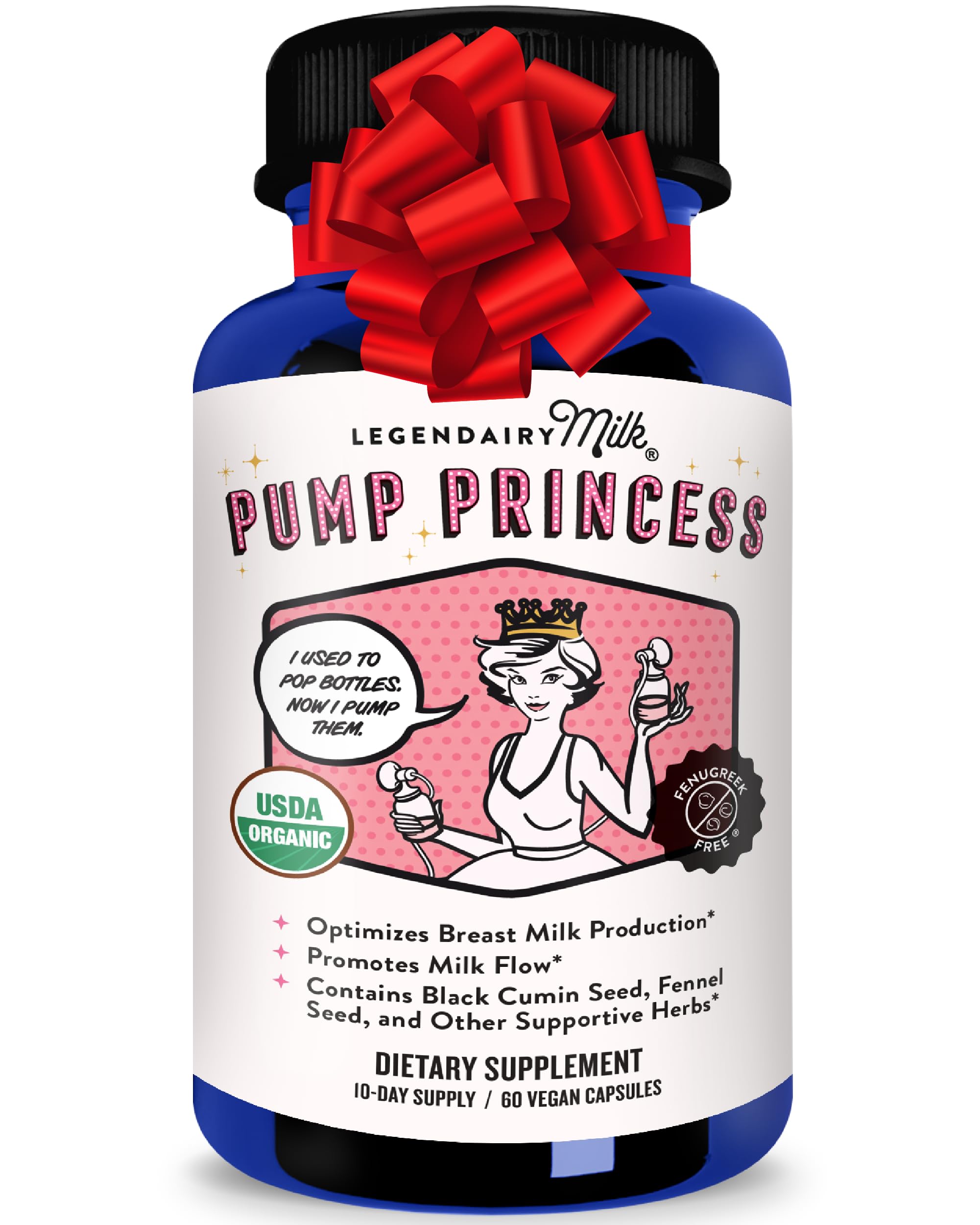 Legendairy Milk Pump Princess Lactation Supplement - Breastfeeding Supplements for Milk Supply Increase and Milkflow - Organic Black Cumin, Fennel and Dill Seeds, Fenugreek Free - 60 Capsules