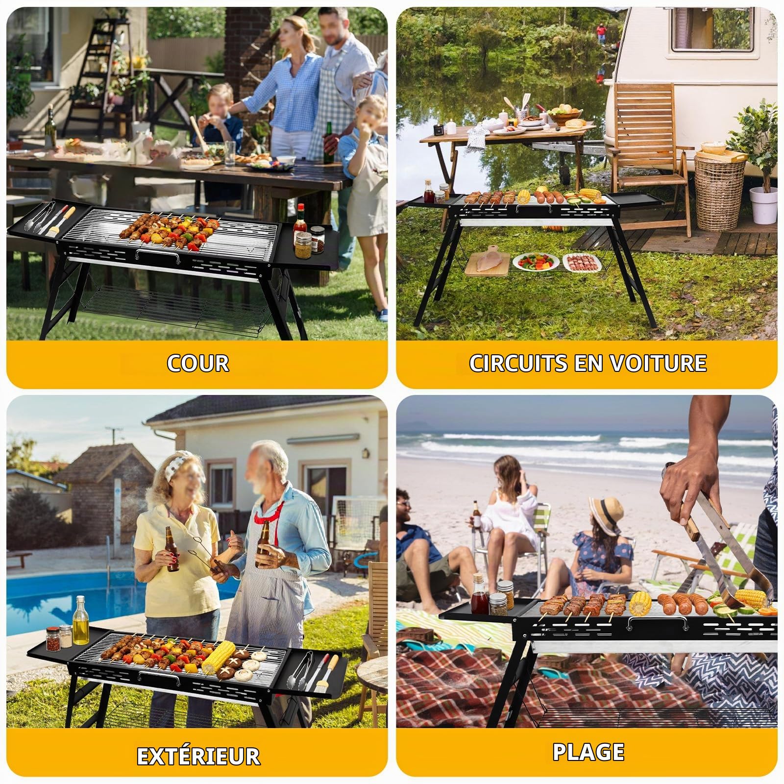 Barbecue Charbon de Bois Pliable et Portable