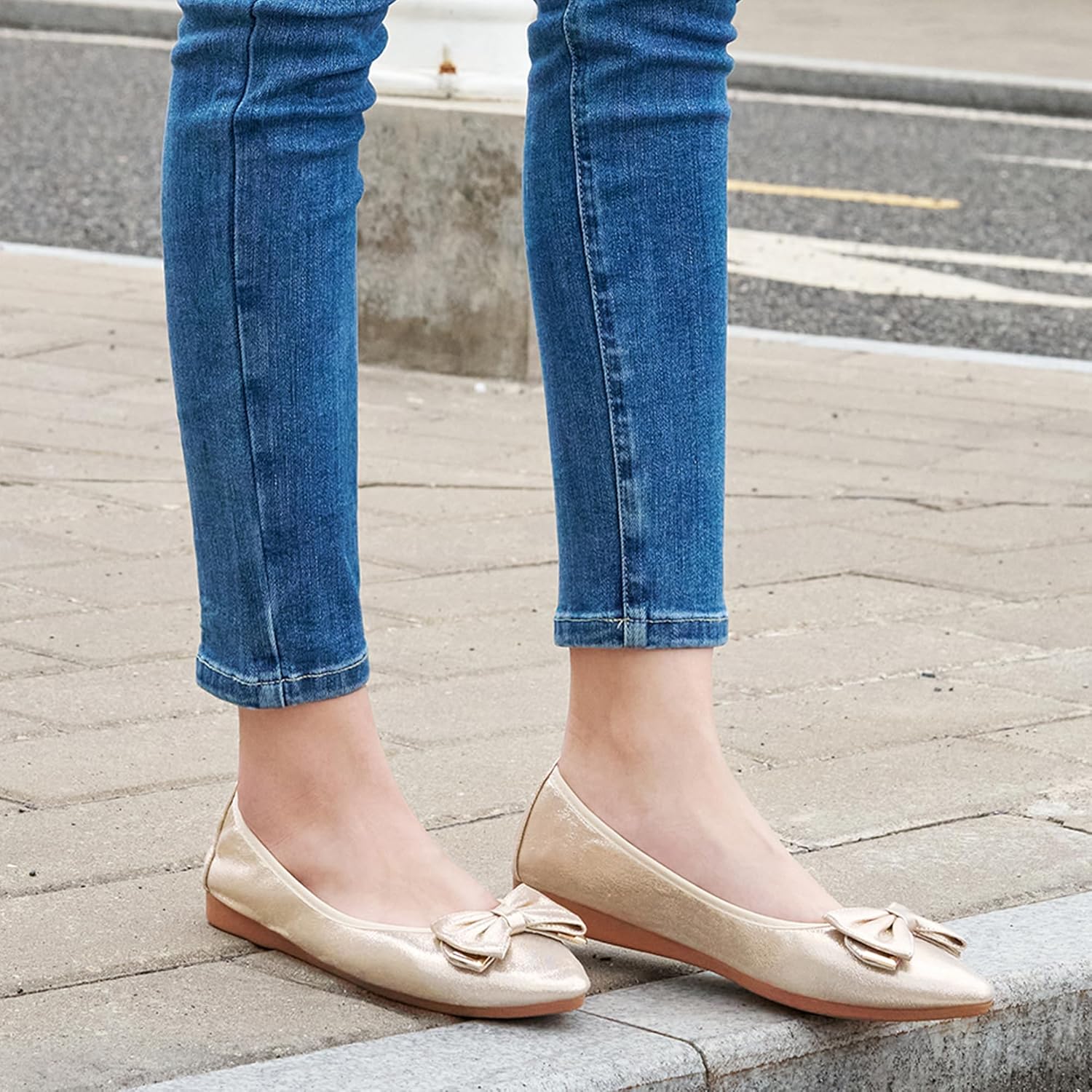 FUDYNMALC Womens Ballet Flats 2026: Foldable Dressy Slip On Shoes All-Day Comfort Bowknot Pointed Toe Loafers for Work Office Wedding - Image 6