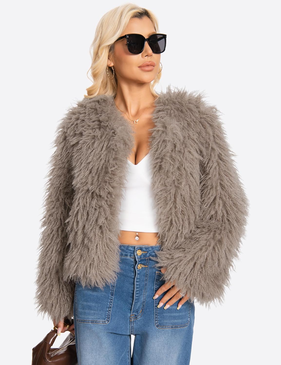 2026 Winter Coats for Women Trendy Faux Fur Coat Fall Fuzzy Jackets Open Front Fluffy Jacket Dressy Casual Outerwear - Image 4