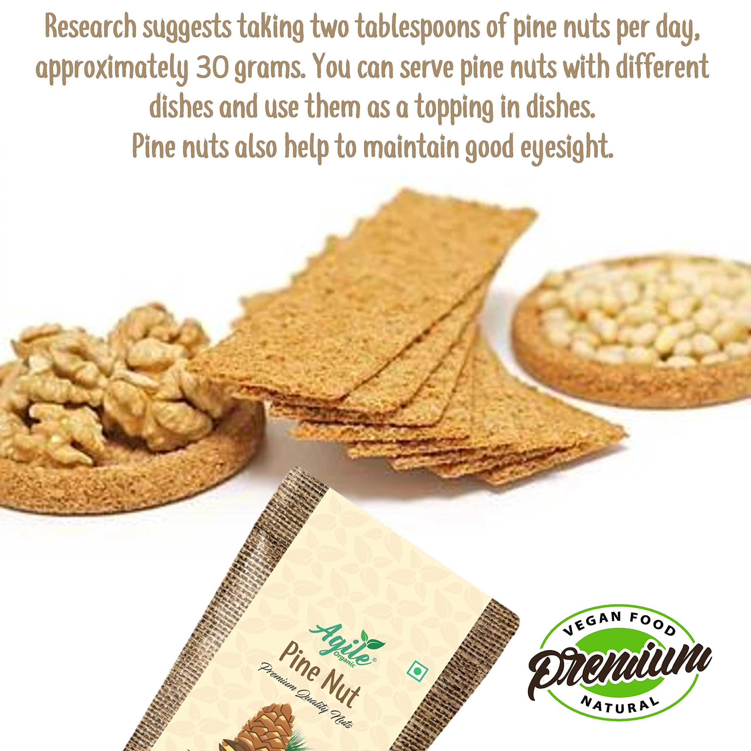 Agile Organic Natural Pine Nuts 50g | Pine Nuts without Shell | Chilgoza Giri 50 gram Trial Pack | Chilgoja Seeds | Pine Seeds Jumbo Size | Pure Dry Fruits - Image 4 thumbnail