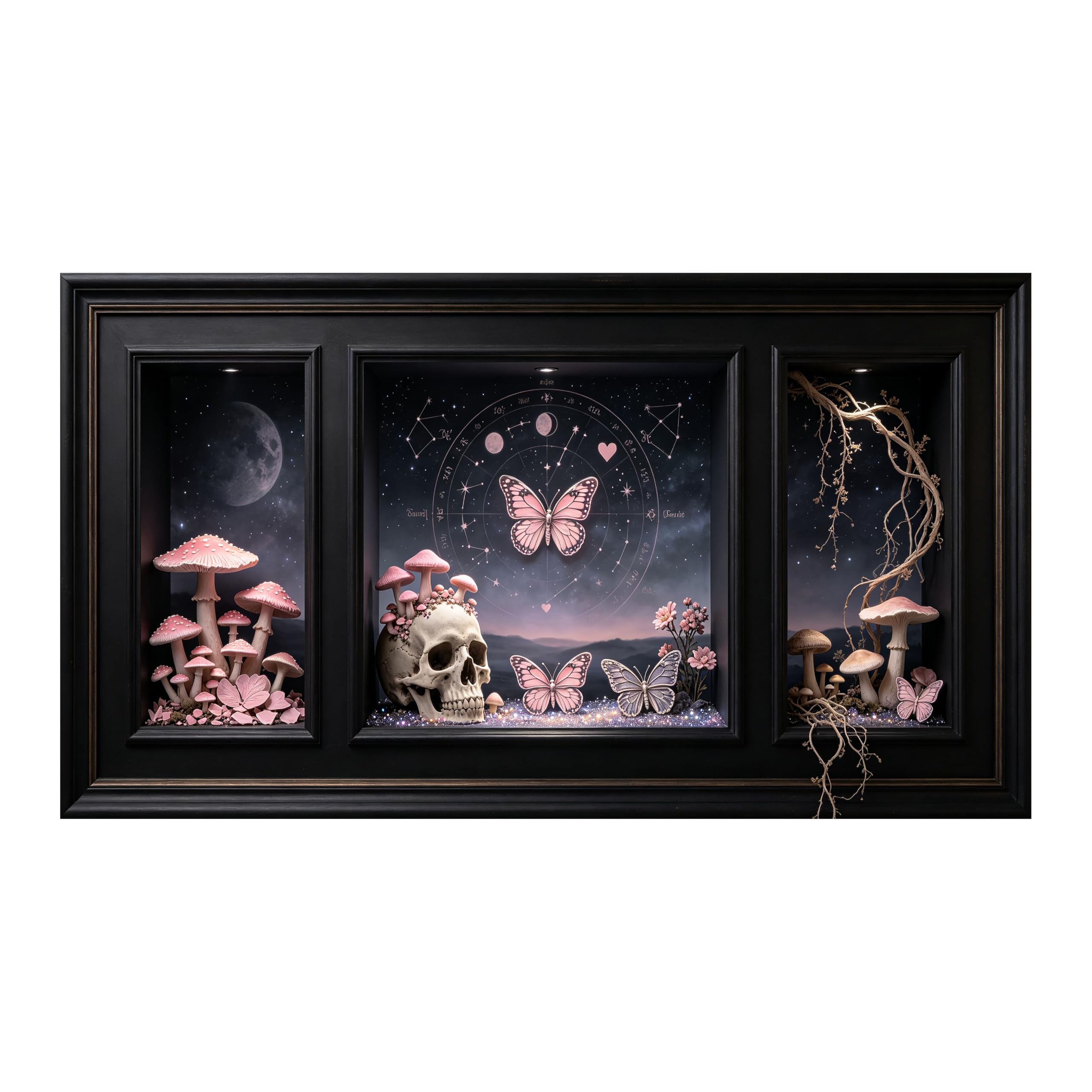 Yzpallescene Art260711162 3D Framed Wall Art Celestial Butterfly Mushroom Gothic Surrealism Large Size Selfadhesive Removable Wall Decor Prints Artwork For Living Room Bedroom Office