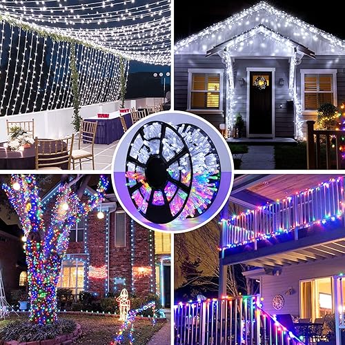 Miniatura 5 de JMEXSUSS 500 luces LED que cambian de color, 163 pies, tira de luces de Navidad blancas y multicolor con control remoto, 11 modos de luces de