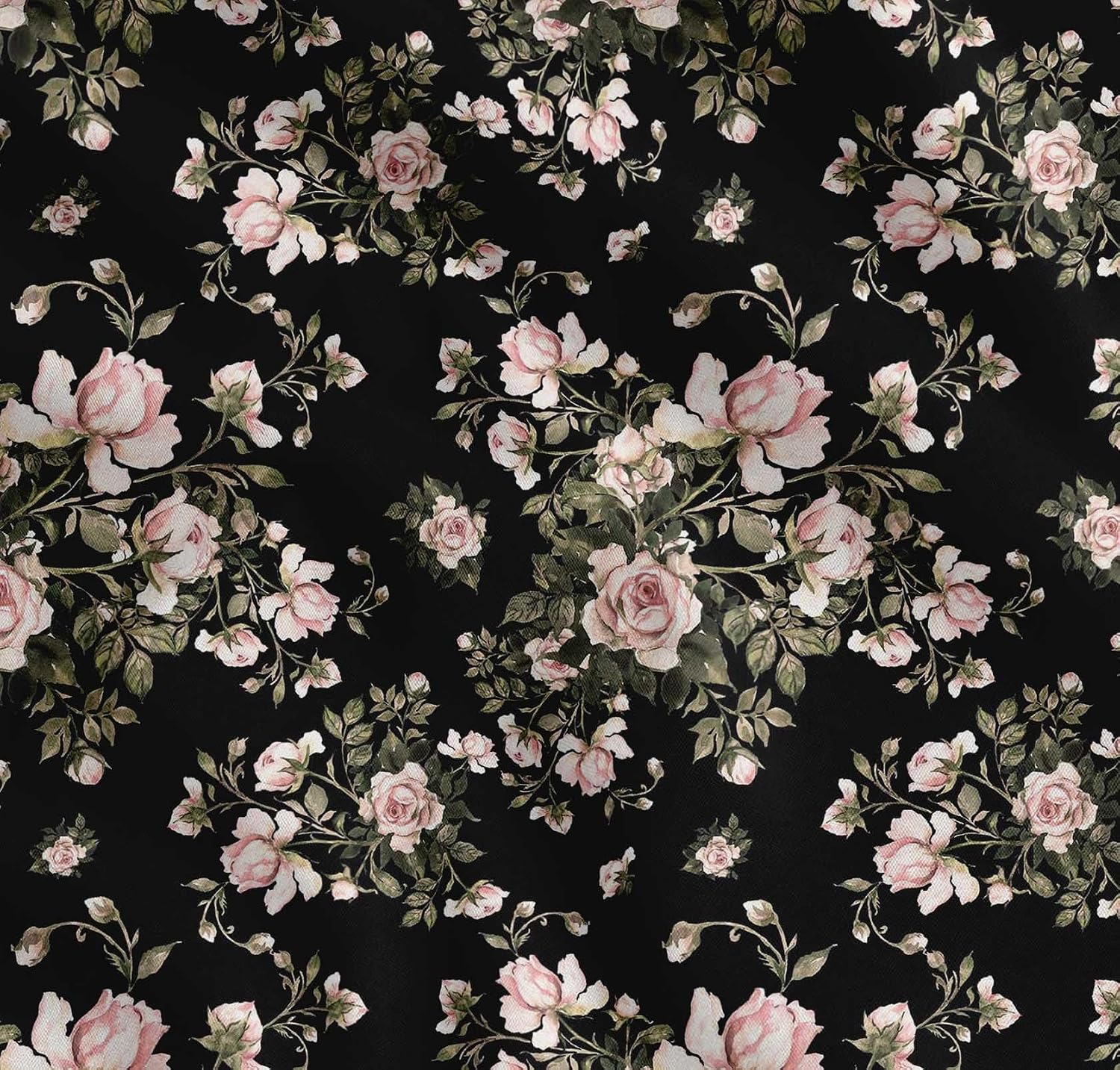 Soimoi - Floral Print - Black - 42 Inch Wide 100% Cotton Fabric, Fine Weave Lightweight Fabric for Sewing, Craft, Summer Dresses, Quilting Supplies, DIY Making Supplies