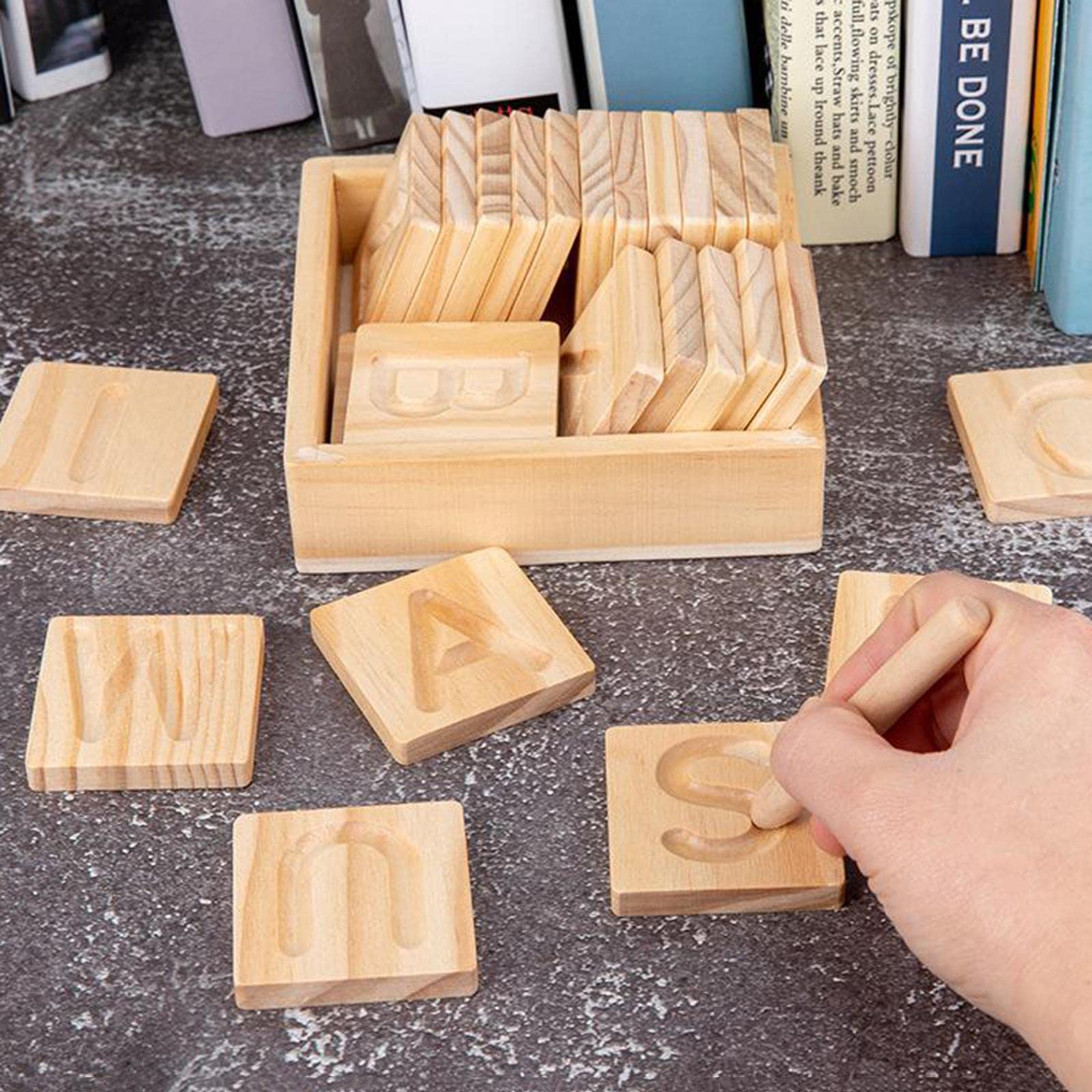 Tarjetas para Trazar Letras del Alfabeto, Pizarra de Dibujo ABC para Niños, Bloques de Madera para Trazar Letras para Niños