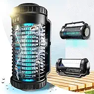 Solar Bug Zapper Indoor Outdoor, 4200V Portable Electric Mosquito Zappers Waterproof, Rechargeable Cordless Insect Fly Zapper with 4000mAh Battery, LED Light for Home, Patio, Backyard, Camping