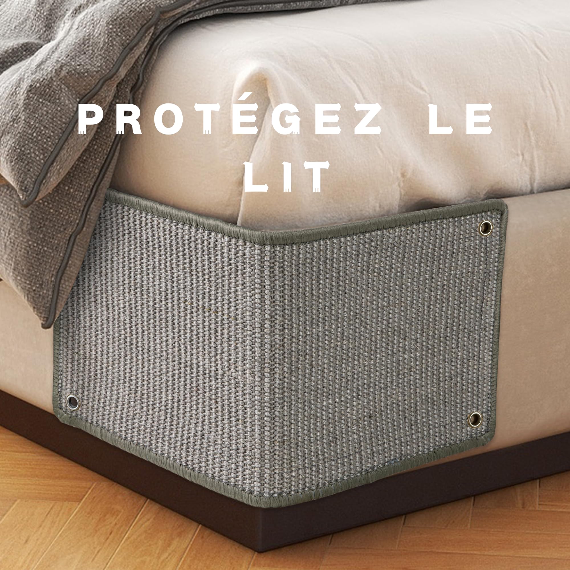 JanYoo Tapis griffoir en sisal pour Chat - Tapis griffoir pour Chat - Tapis griffoir pour canapé, Meubles, Porte - Protection Anti-Rayures - 60 × 25 cm (Gris)