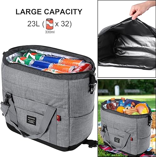 Miniatura 2 de Odoland Bolsa enfriadora plegable aislada, 1632 latas portátil con correas para los hombros, bolsa enfriadora a prueba de fugas para campamento,
