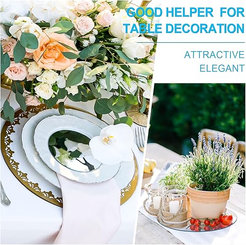 Miniatura 5 de Juego de 24 placas de espejo redondas de acrílico, bandejas de espejo circular, centros de mesa de boda para mesas, autoadhesivas, sin vidrio,