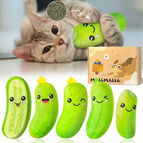 MALLMALL6 Pickle - Juguetes para gatos con hierba gatera – 5 piezas de juguetes interactivos para amantes de los gatos, suministros de alivio del
