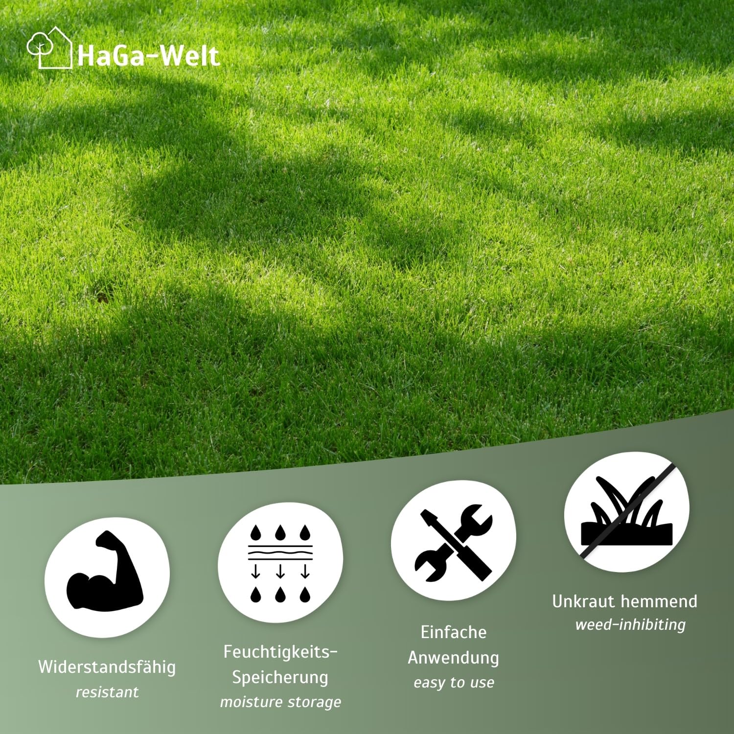 HaGa Rasenmatte 1m x 25m – biologisch abbaubarem Baumwollvlies – schnelles Wachstum mit eingebetteten Rasensamen – ideal für Garten & Hangbefestigung – natürlicher Rasenteppich mit echten Grassamen