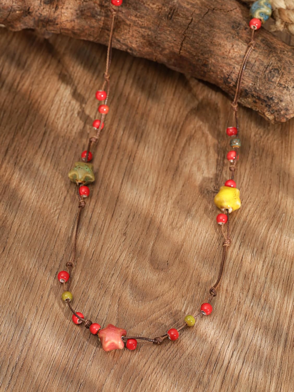 MINACHI Hippie Bohemian Colorful Ceramic Bead Long Strand Necklace, Boho Hippie Beach Summer Statement Jewelry Gift for Women - Image 2