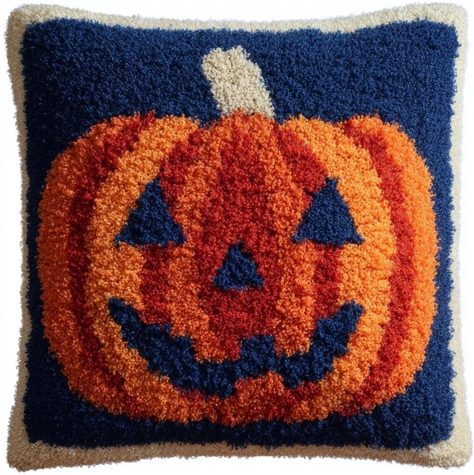 WallustrioaW Latch Hook Cushion Kit 43x43cm,Pumpkin
