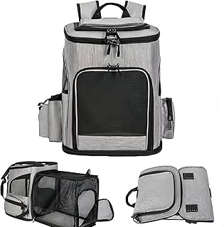 Givvate Expandable cat Backpack with Breathable mesh and Double-Sided mat, Perfect for Travel and Hiking, Outdoor Camping...