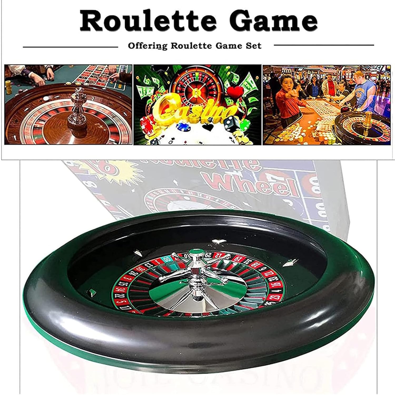 Roulette Wheel Set with 2 Roulette Balls, 45cm/18in Turntable Leisure Table Games, Professional Double-Zero Layout Roulette Wheel for at-Home Game or Club Party