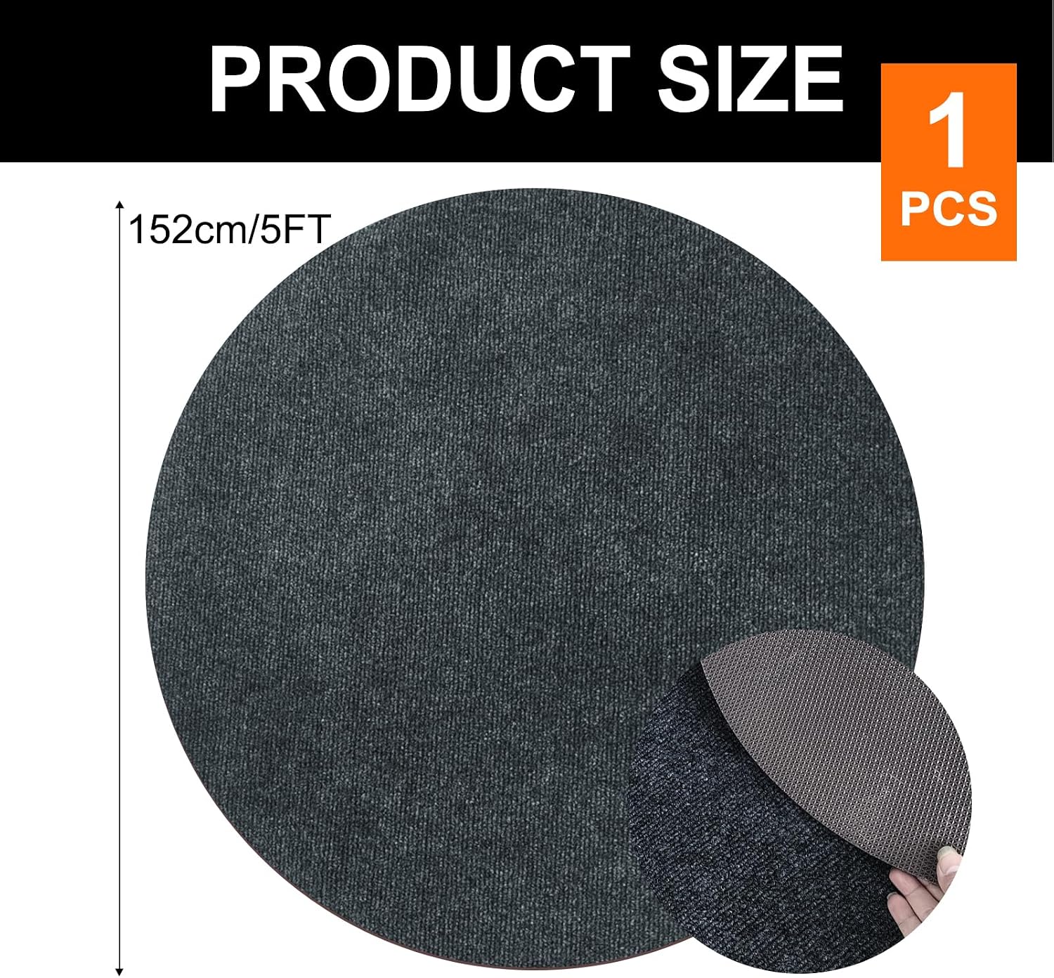 Round Non-Slip Rug Pad, Waterproof Extra Large Area Rugs with Felt Surface and Pet Backing Rug, Carpet Non Skid Rug Pad for Durable Hardwood Floor, Keep Your All Floors Safe and Secure (59 Inch)