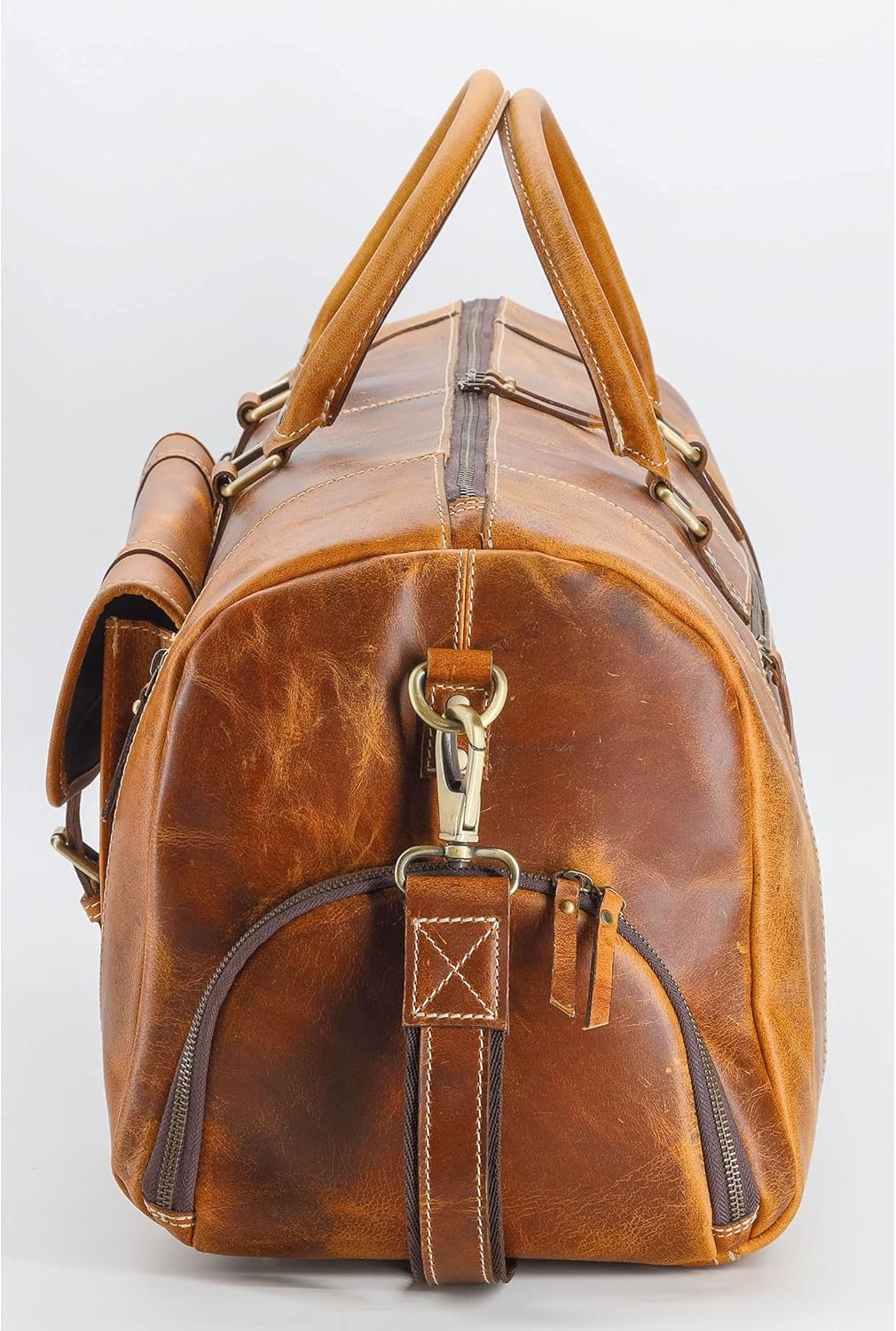 KomalC Leather Duffle Bags for Men and Women Travel Overnight Weekend sports bag holdall Gym Duffel for Men - Image 9