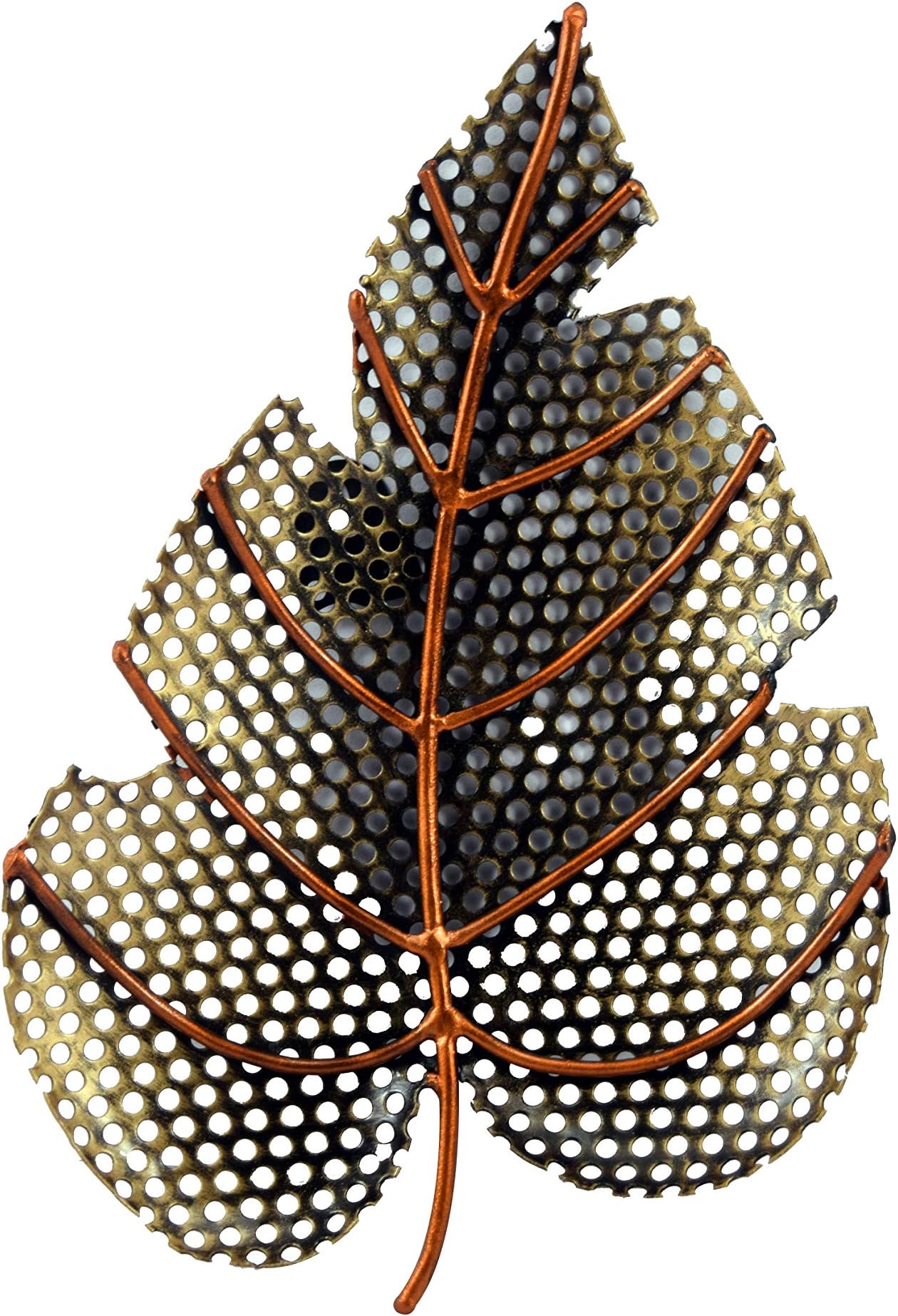 Iron Handicraft Metal Leaf Antique Wall Hanging, Multi-Colour, 10 X 10 Inches, Ihn038, 3 Pieces Set