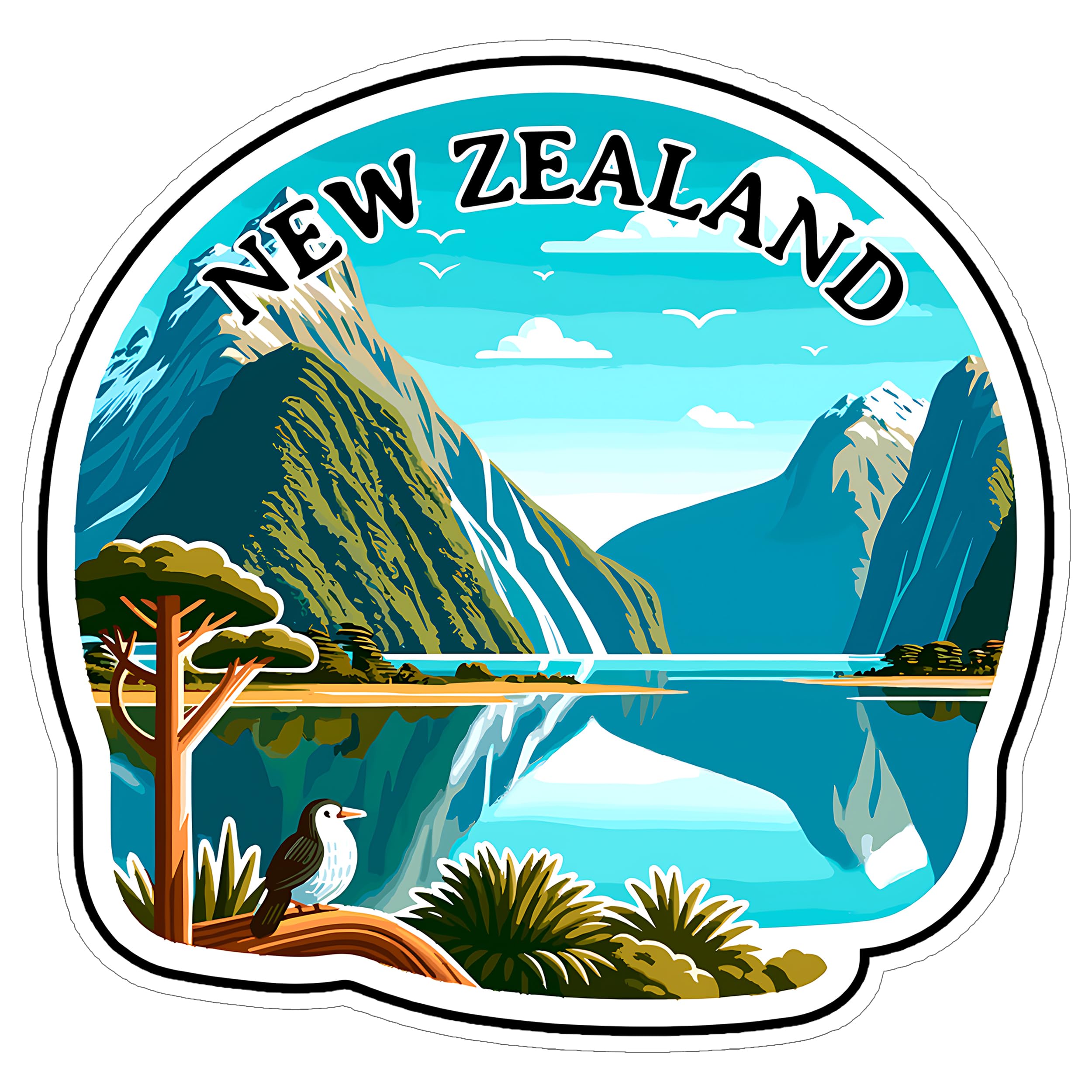 New Zealand Sticker 4 Inch City Travel Souvenir Destination - Waterproof Vinyl Decal for Laptop Water Bottle Car Tumbler - Durable Aesthetic